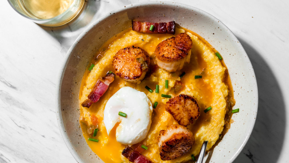 Scallops N Cheddar Grits Made By Nashish